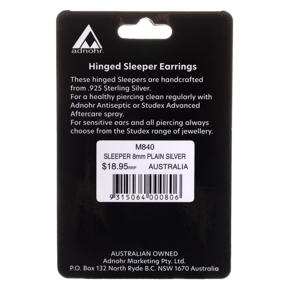 Thumbnail Studex Mini Plain Sleeper Earrings Silver 8mm - 1 Pair