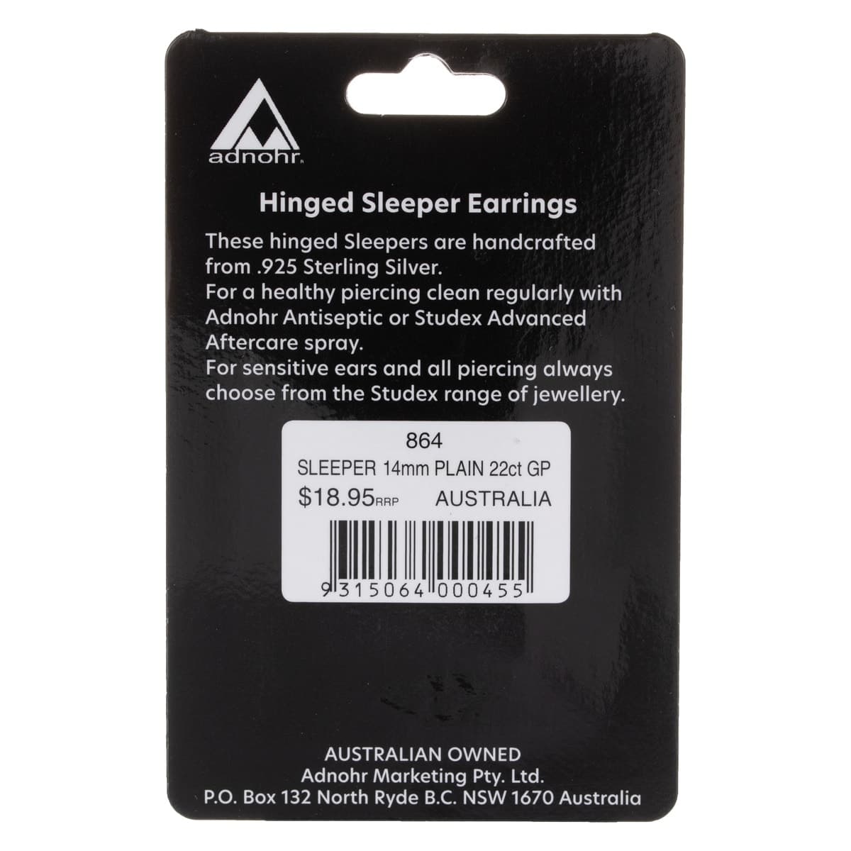 Thumbnail Studex Plain Medium 14mm Sleeper Earring Gold 1 Pair