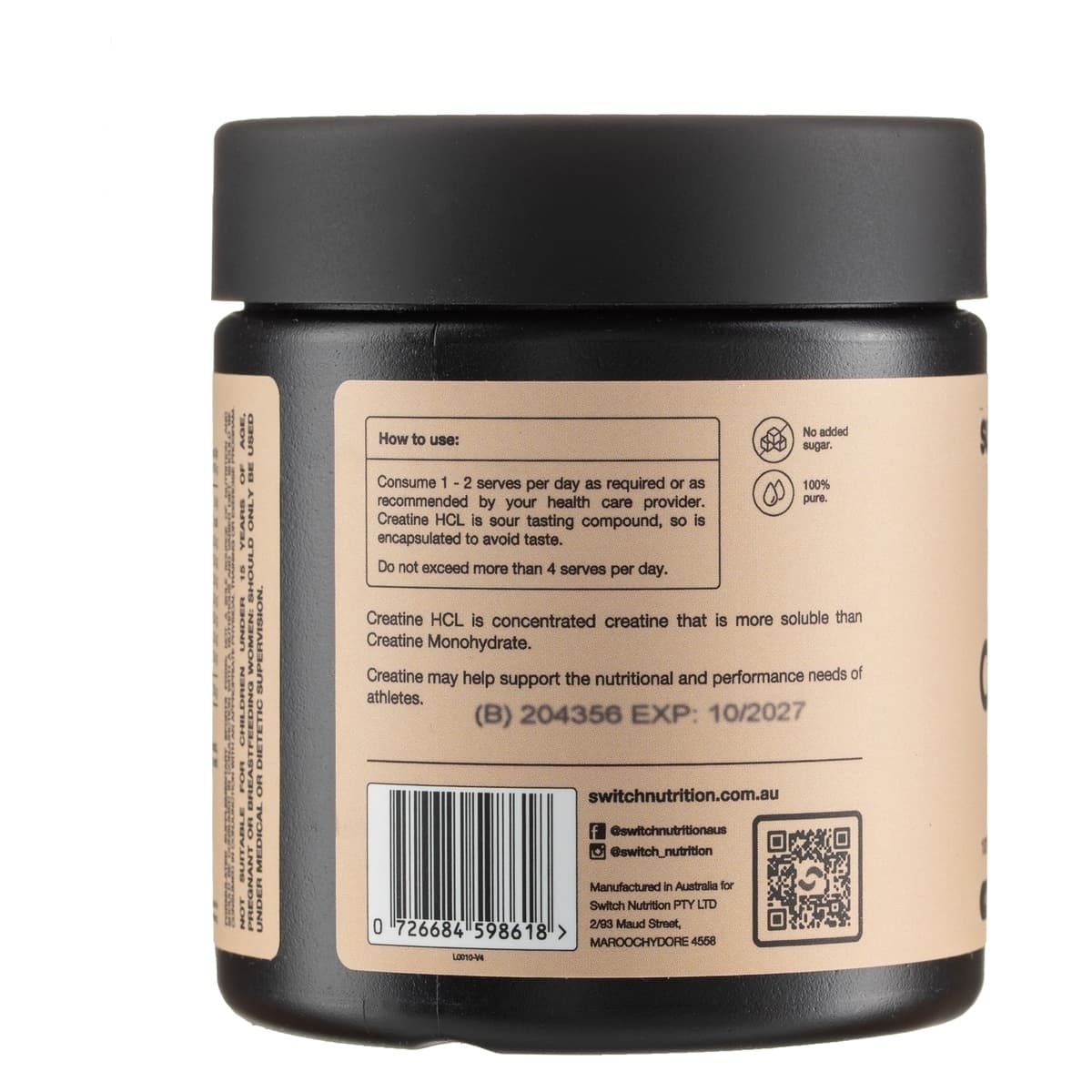 Thumbnail Switch Nutrition Creatine 100% Pure HCL 90 Capsules