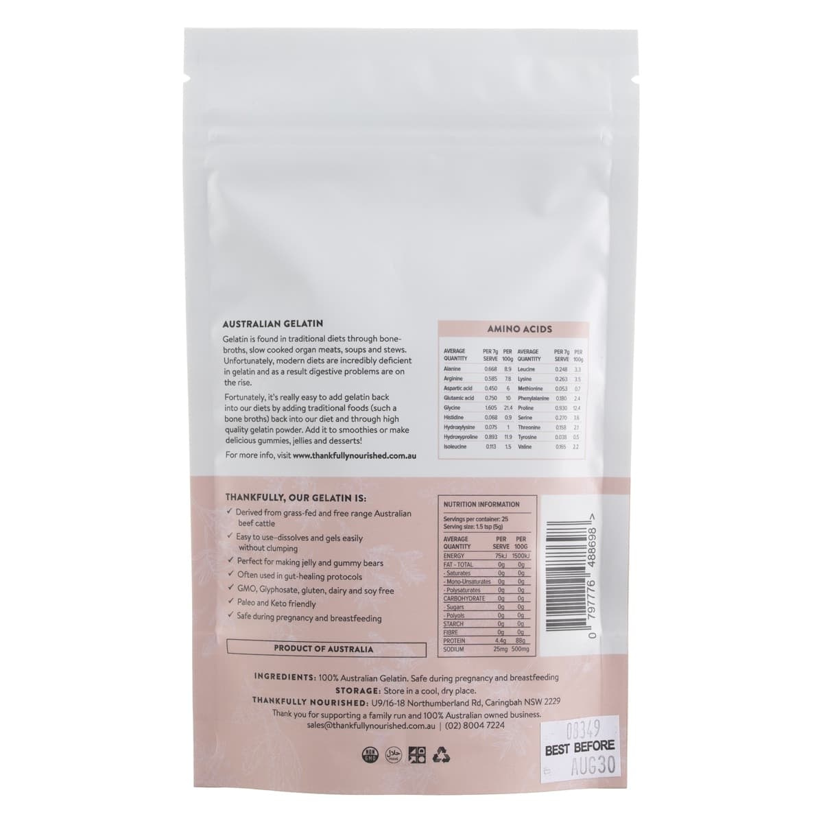 Thumbnail Thankfully Nourished Australian Gelatin 125g