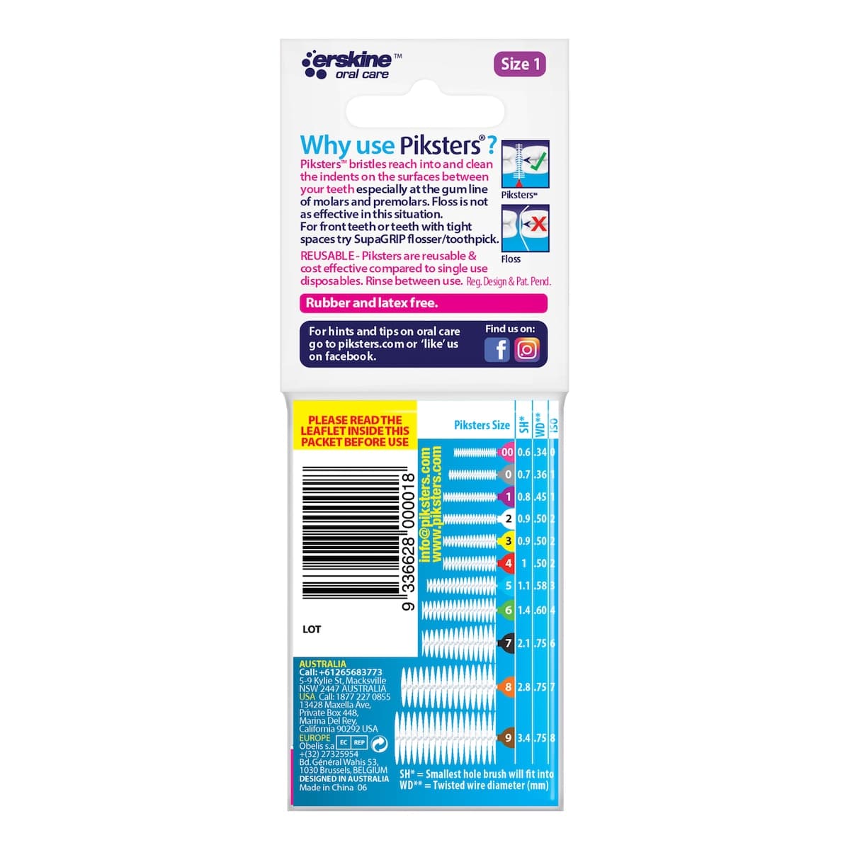 Thumbnail Piksters Interdental Brushes Size 1 Purple 10 Brushes