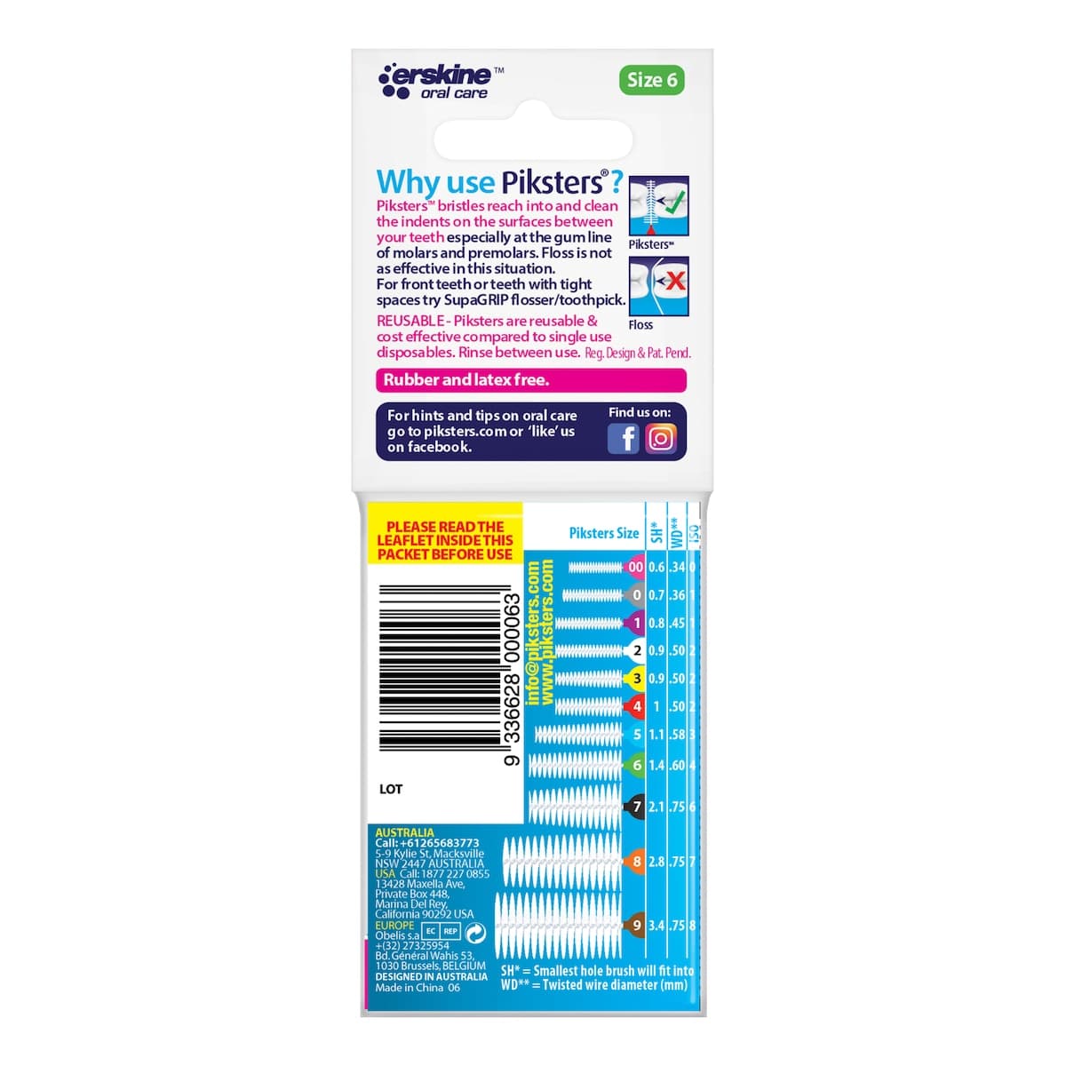 Thumbnail Piksters Interdental Brushes Size 6 Green 10 Pack