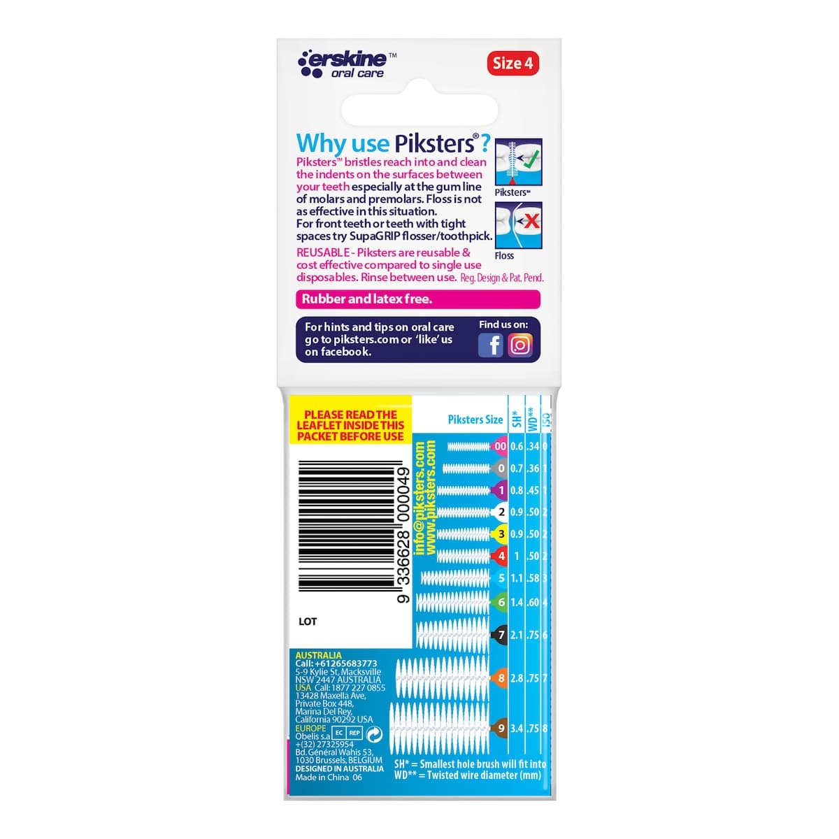 Thumbnail Piksters Interdental Brushes Size 4 Red 10 Pack