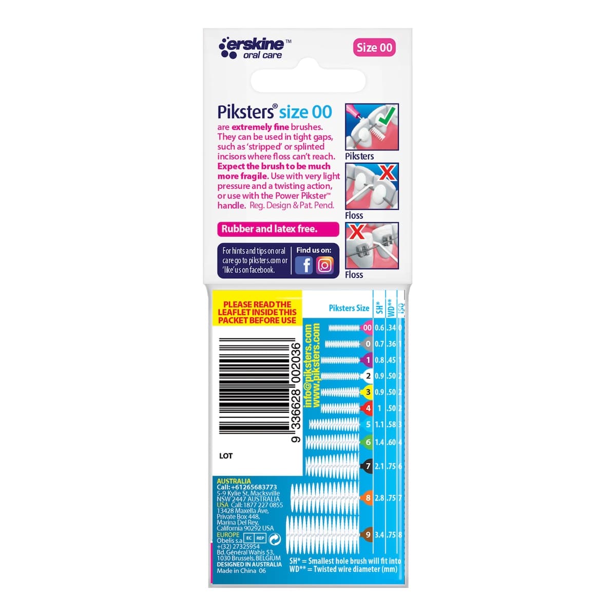 Thumbnail Piksters Interdental Brushes Size 00 Pink 10 Pack