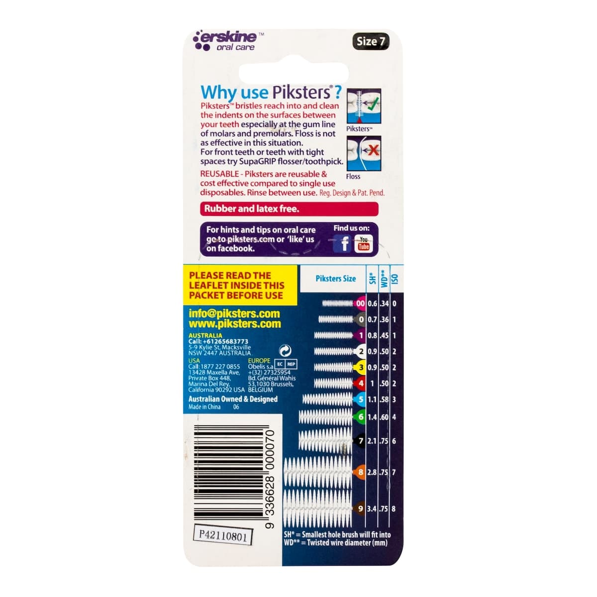 Thumbnail Piksters Interdental Brushes Size 7 Black 7 Pack
