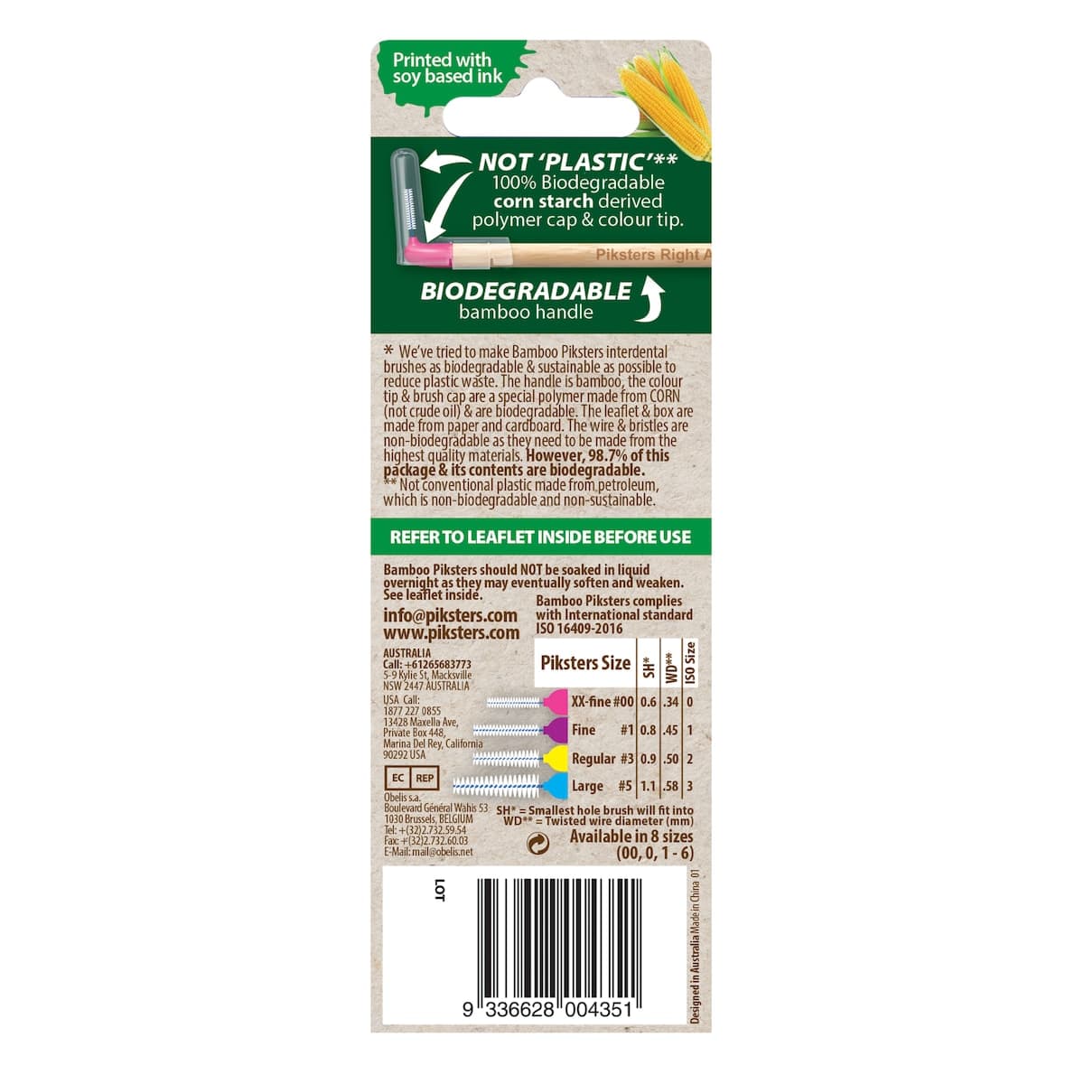 Thumbnail Piksters Bamboo Right Angle Intertendental Brush Size 00 Pink 6 Pack
