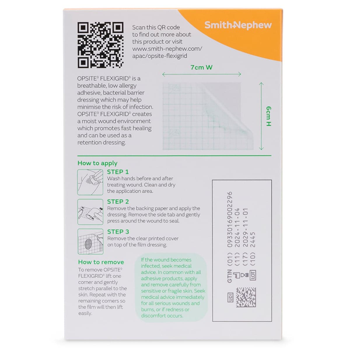 Thumbnail Opsite Flexigrid Waterproof Film Dressing 6cm x 7cm Single