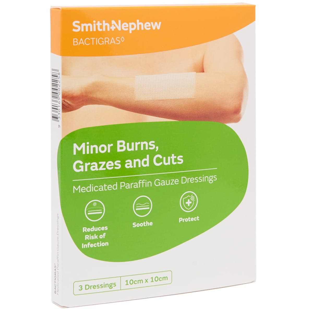 Thumbnail Bactigras Medicated Paraffin Gauze Dressings 10cm x 10cm 3 Pack