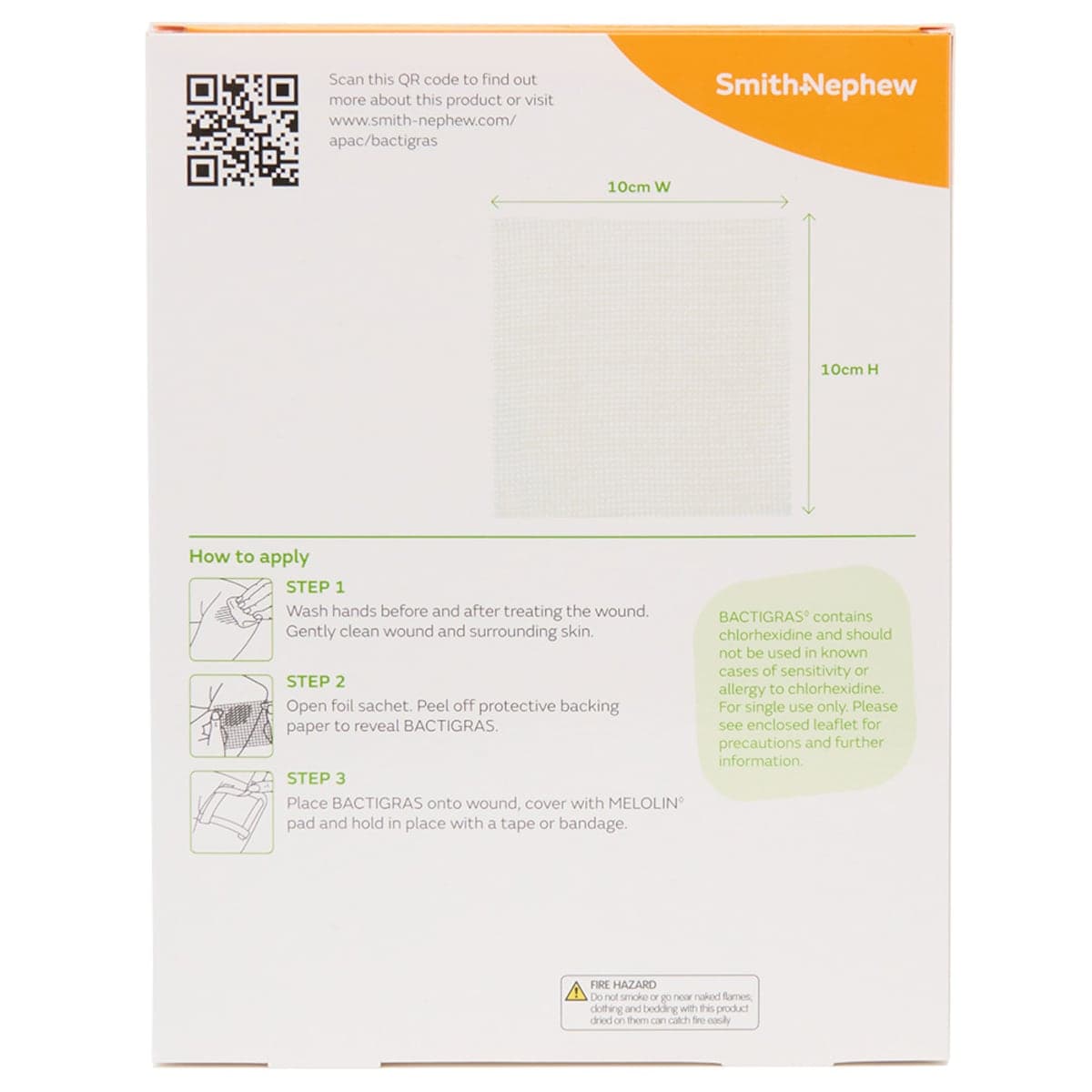 Thumbnail Bactigras Medicated Paraffin Gauze Dressings 10cm x 10cm 3 Pack