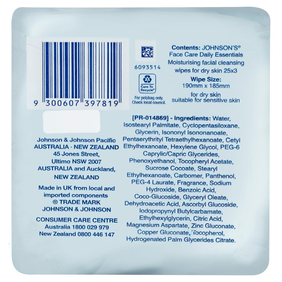 Thumbnail Johnsons Moisturising Facial Cleansing Wipes for Dry Skin 25 x 3 Pack