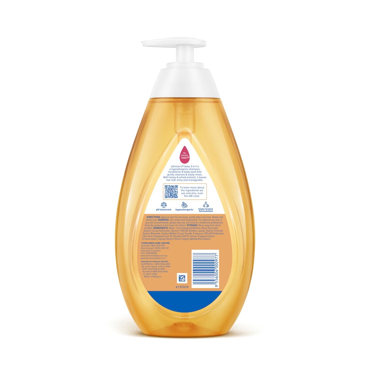 Thumbnail Johnsons Baby 3-in-1 Hypoallergenic Gentle Tear-Free Conditioning Baby Shampoo & Cleansing Wash 800mL