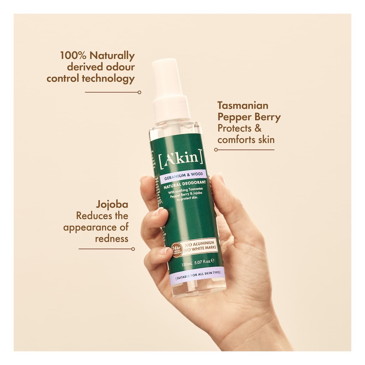 Thumbnail A'kin Geranium & Wood Deodorant Spray 150ml