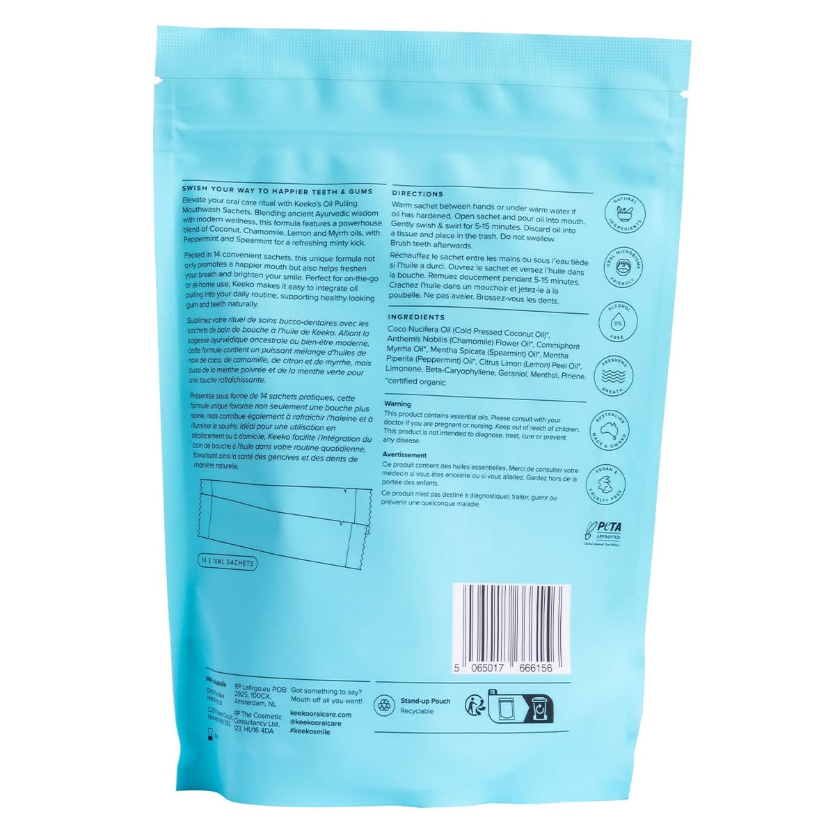 Thumbnail Keeko Morning Mint Oil Pulling Mouthwash 14 x 10ml Sachets