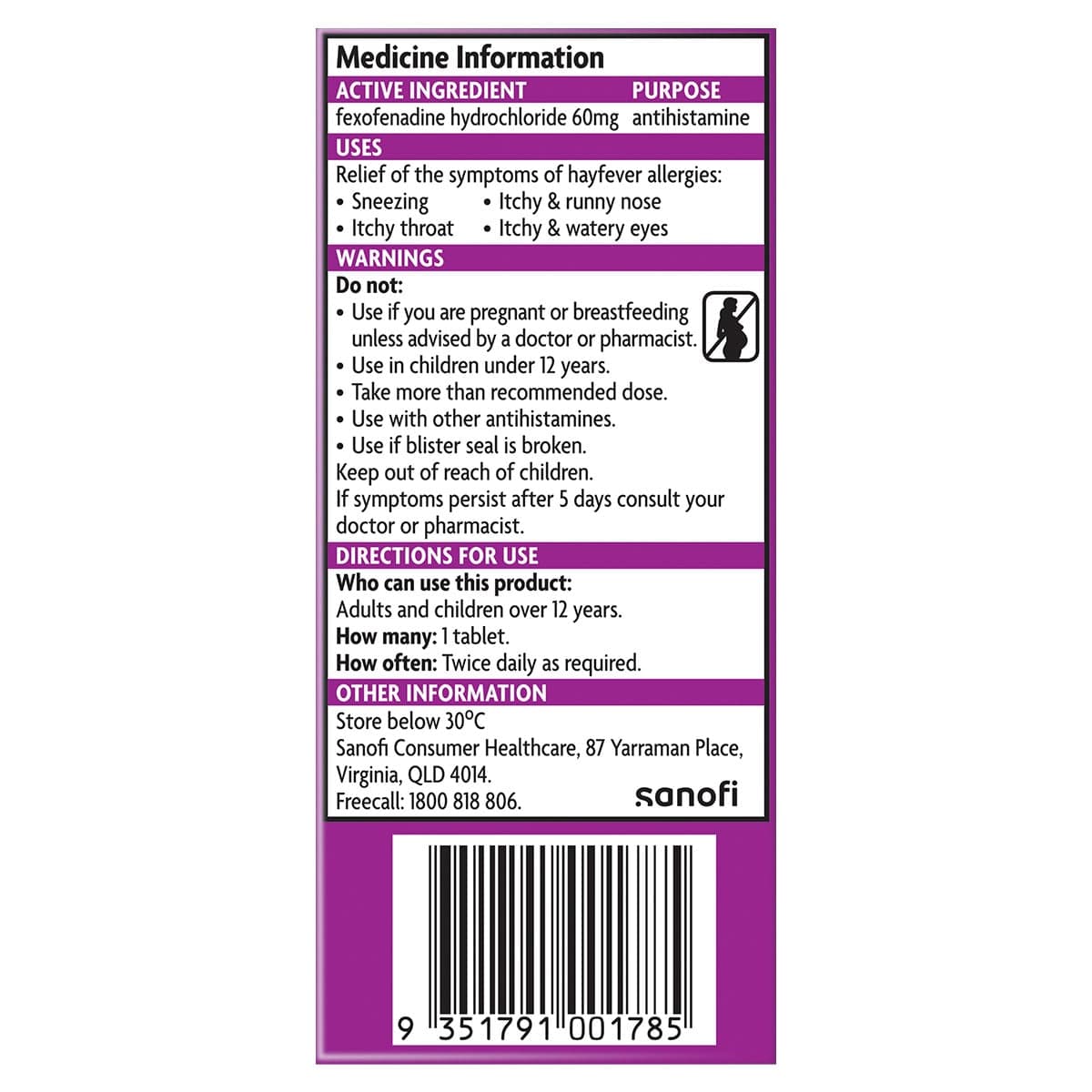 Thumbnail Telfast Allergy & Hayfever Relief 60mg 20 Tablets