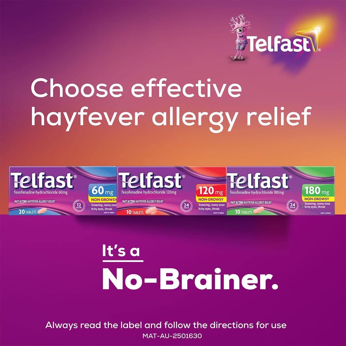 Thumbnail Telfast Allergy & Hayfever Relief 60mg 20 Tablets