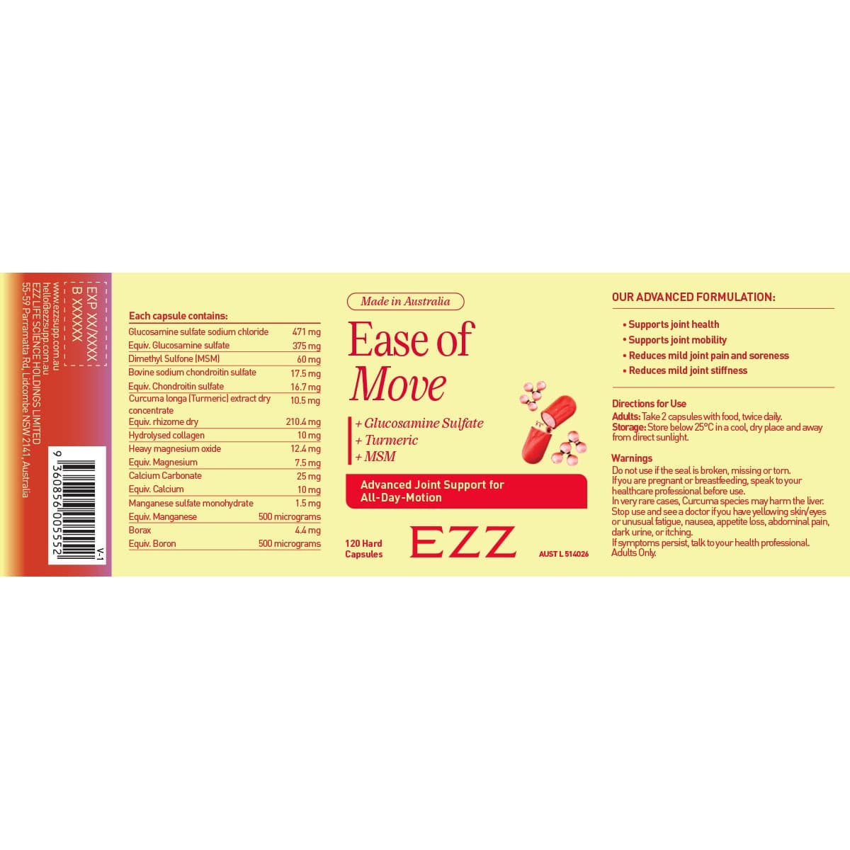 Thumbnail EZZ Ease of Move Joint Support 120 Capsules