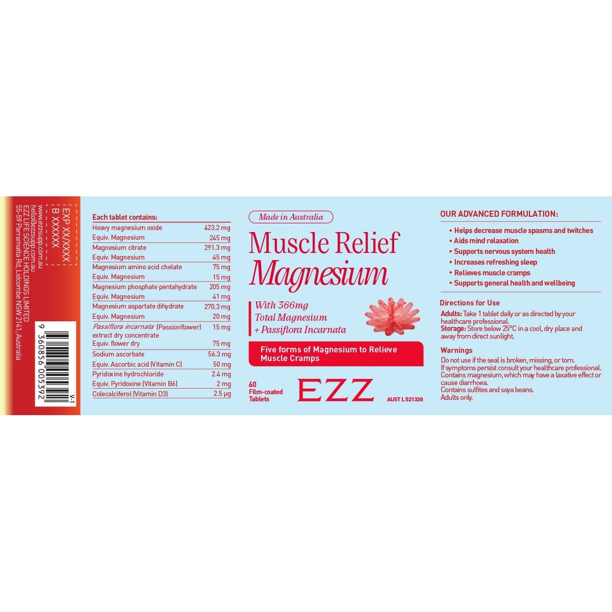 Thumbnail EZZ Muscle Relief Magnesium 60 Tablets