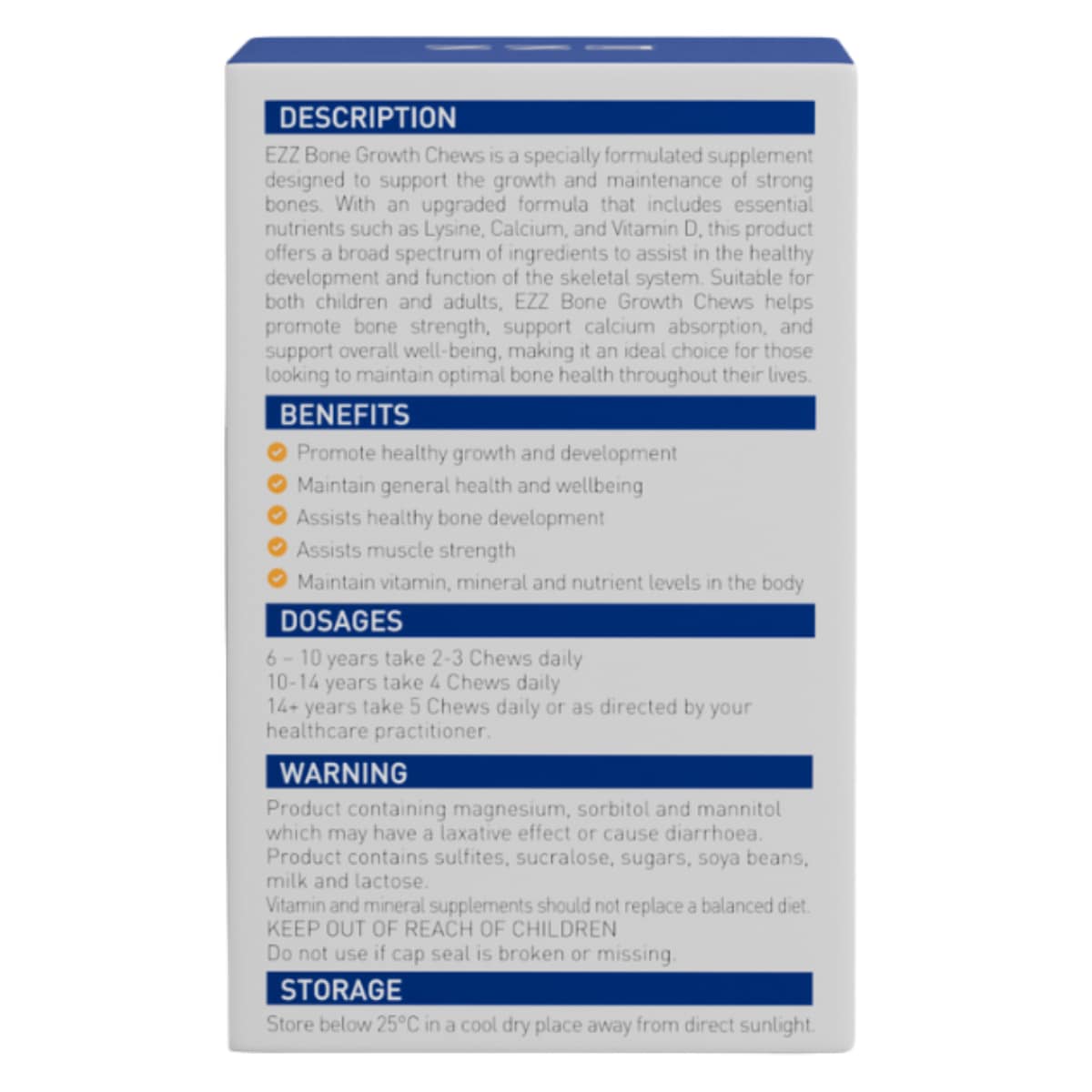 Thumbnail EZZ Bone Growth Chews 120 Chewable Tablets