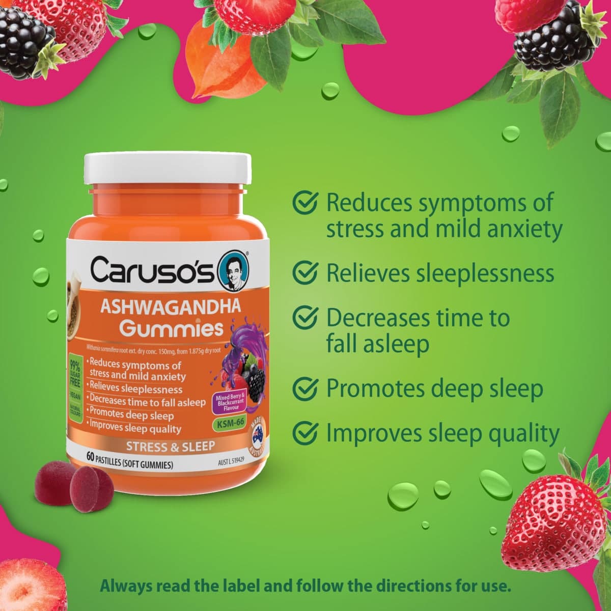 Thumbnail Carusos Ashwagandha Gummies 60 Pack
