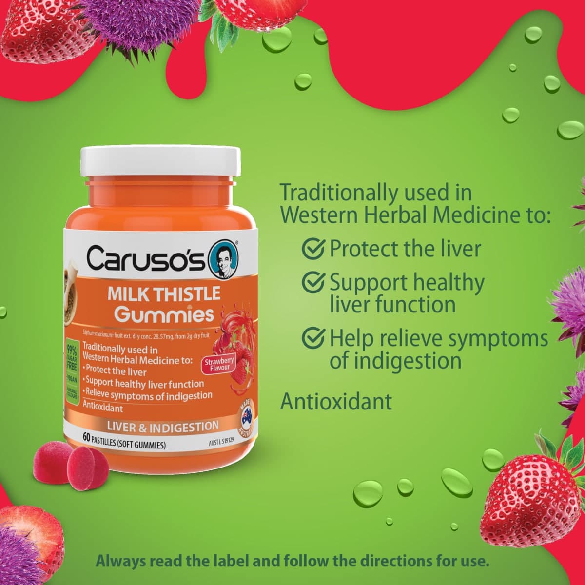 Thumbnail Carusos Milk Thistle Gummies 60 Pack