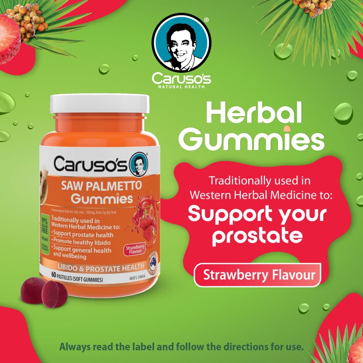 Thumbnail Carusos Saw Palmetto Gummies 60 Pack