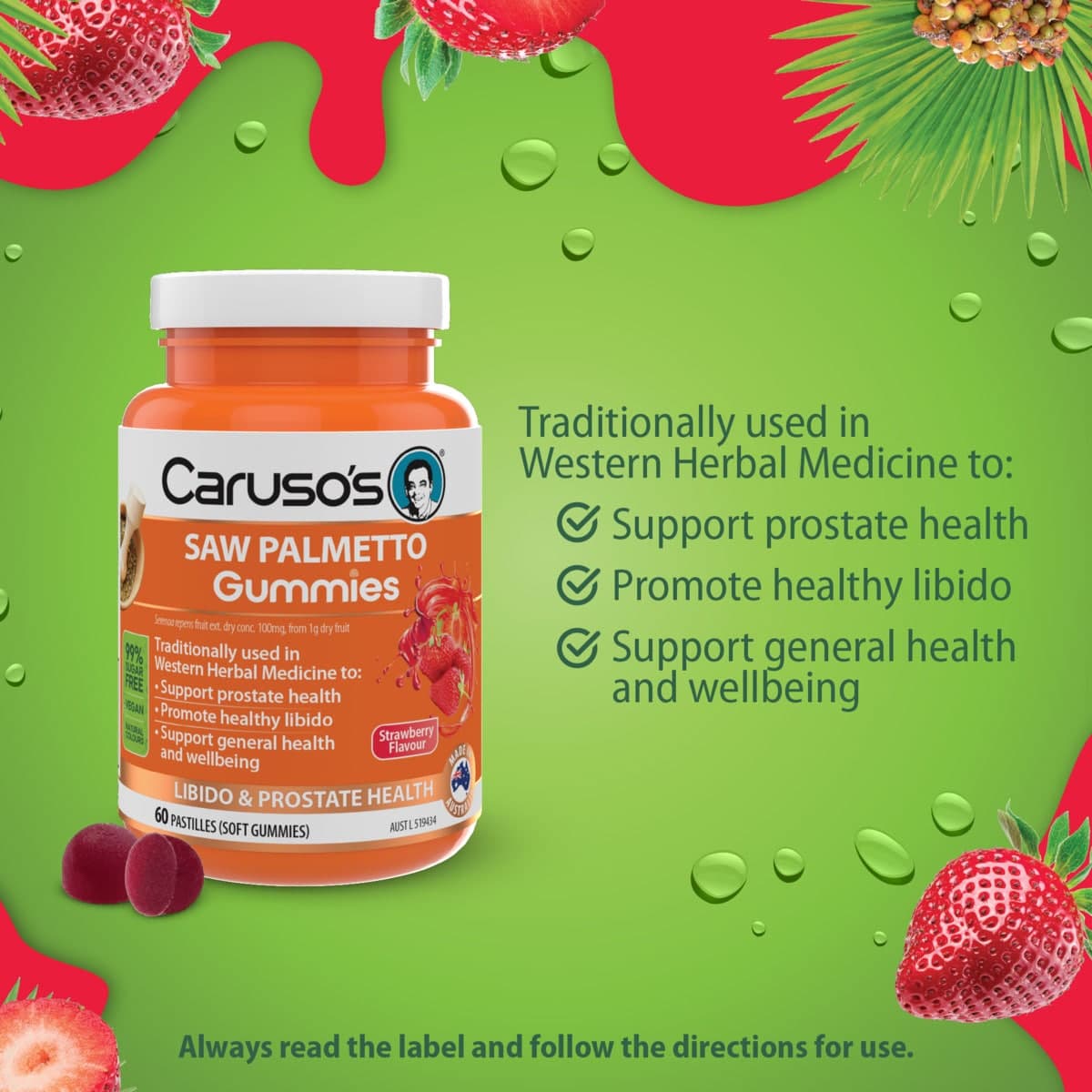 Thumbnail Carusos Saw Palmetto Gummies 60 Pack