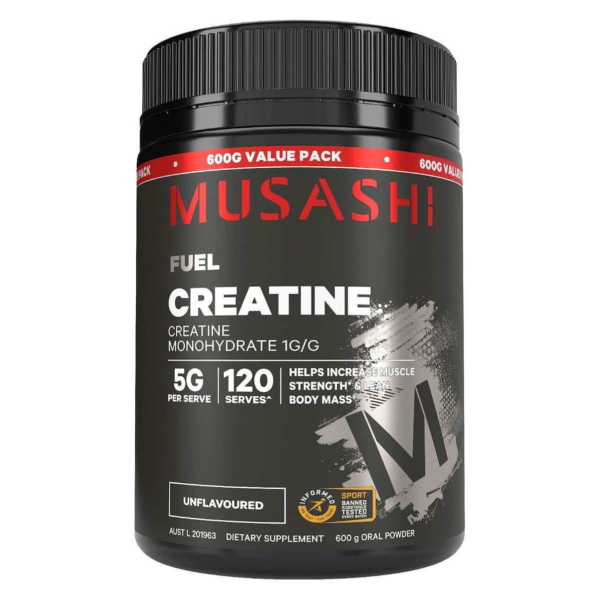 Thumbnail Musashi Creatine Monohydrate Powder Unflavoured 600g