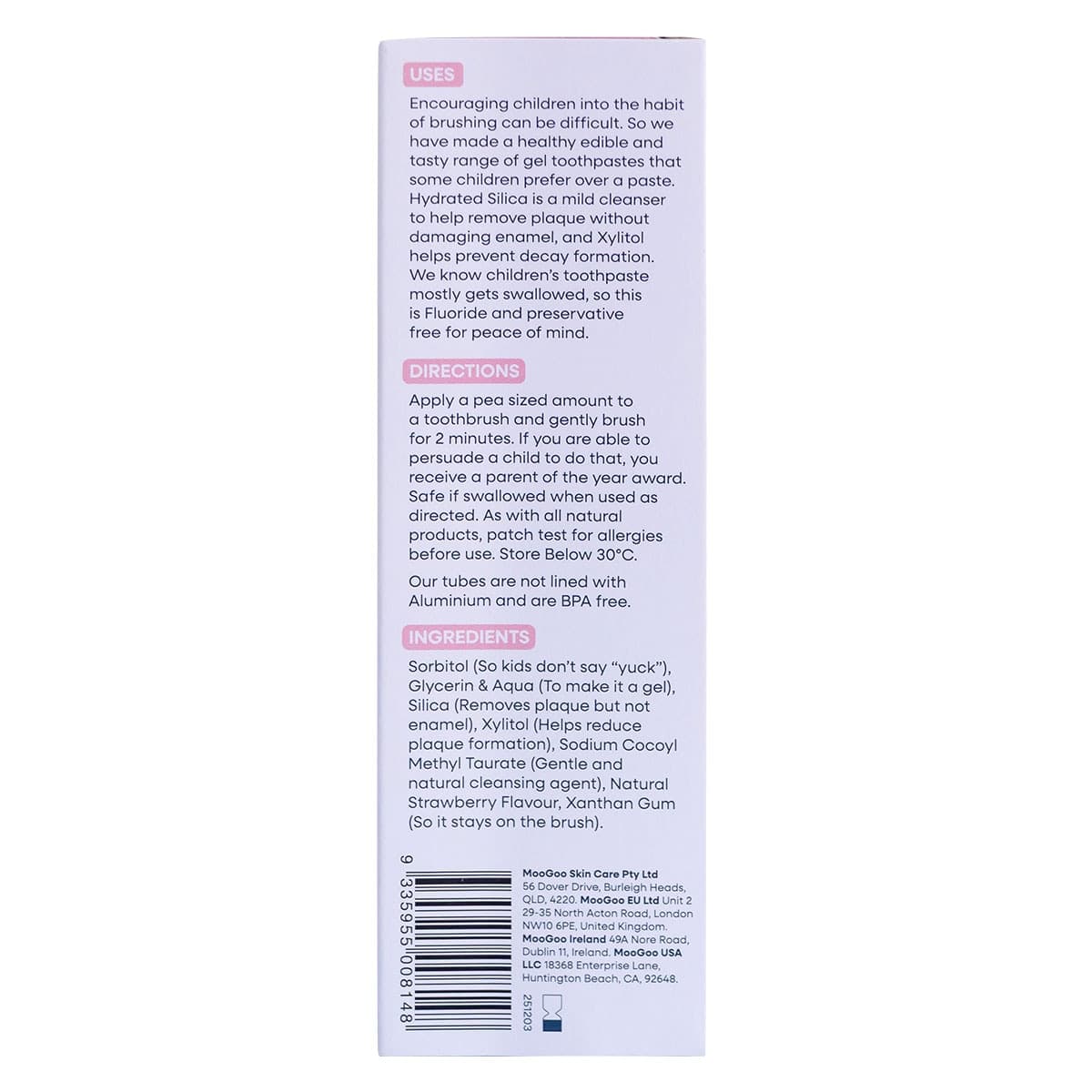 Thumbnail MooGoo Kids Fluoride Free Natural Toothpaste Strawberries & Cream 50g