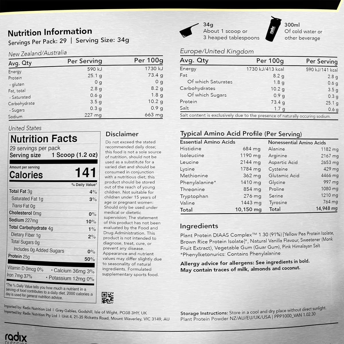 Thumbnail Radix Nutrition Plant Protein Powder Vanilla 1kg
