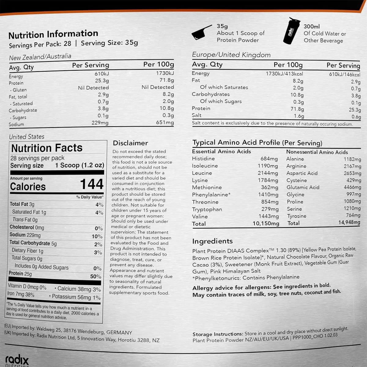 Thumbnail Radix Nutrition Plant Protein Powder Chocolate 1kg