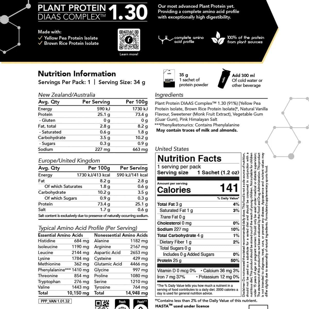Thumbnail Radix Nutrition Plant Protein Powder Vanilla 15 x 34g Sachets