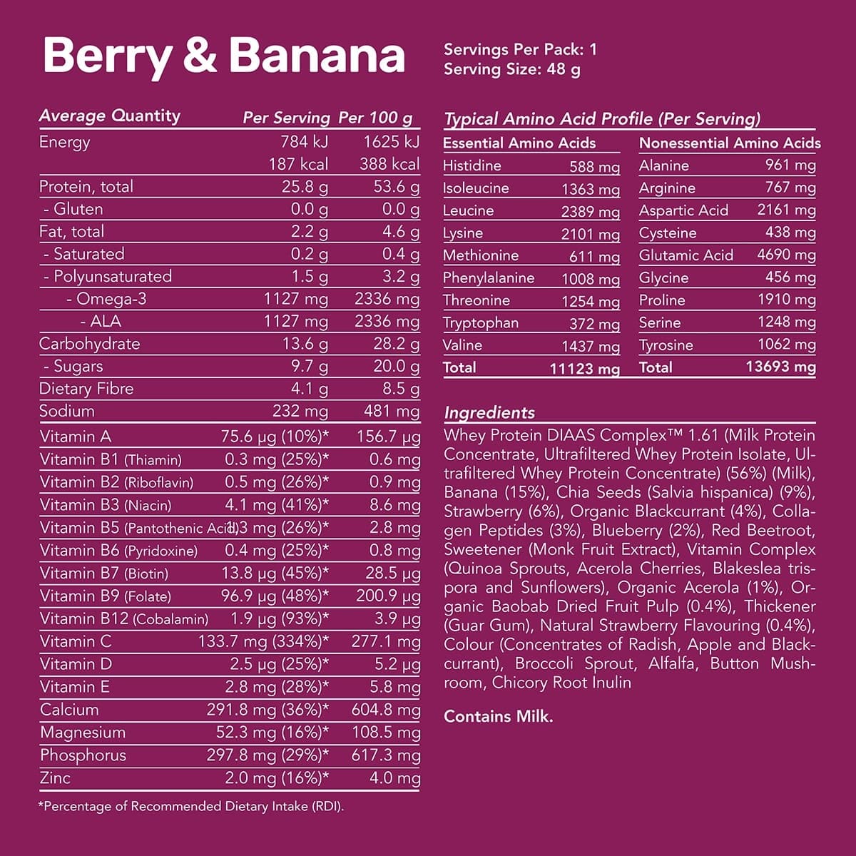 Thumbnail Radix Nutrition Whey Protein Smoothie Berry & Banana 48g