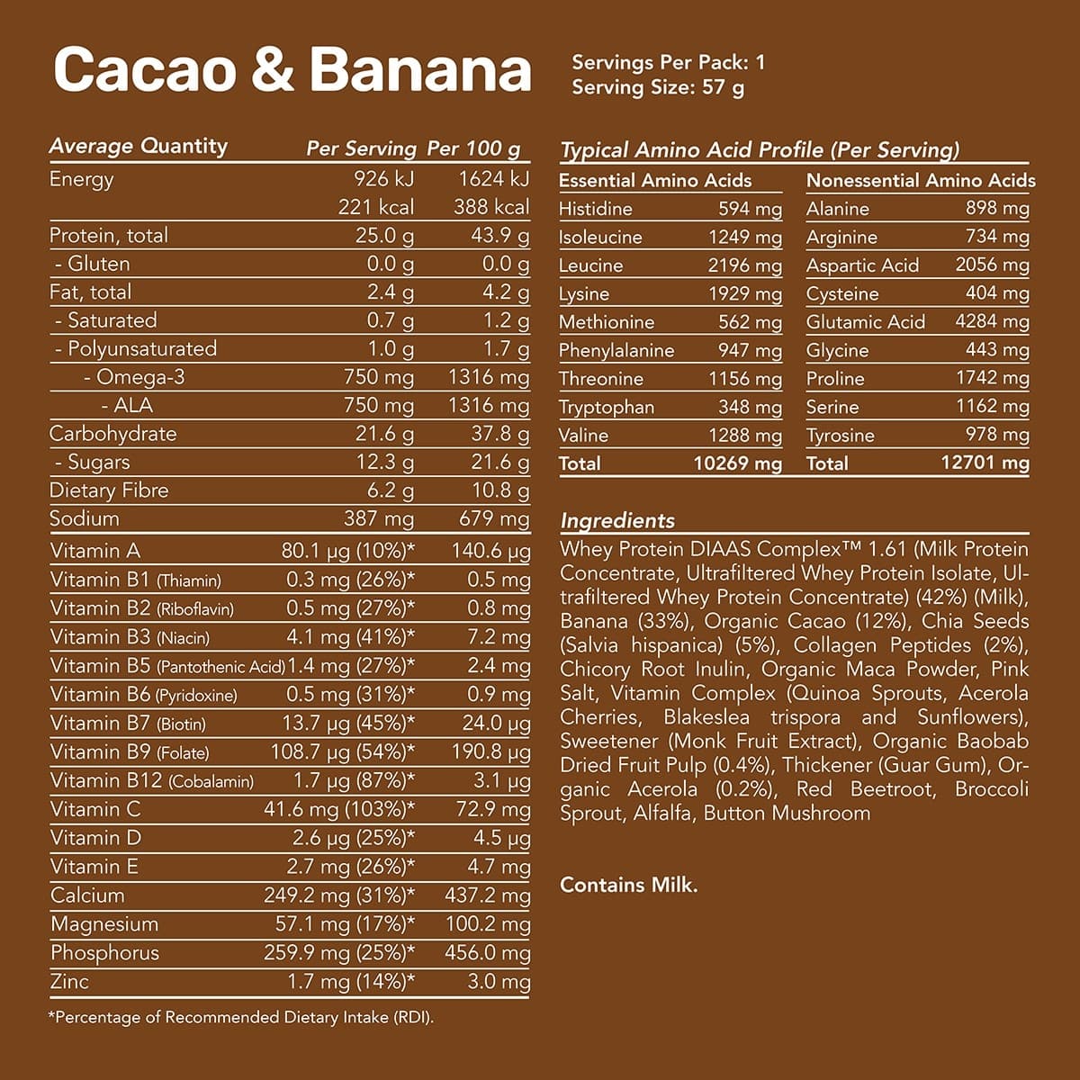 Thumbnail Radix Nutrition Whey Protein Smoothie Cacao & Banana 57g