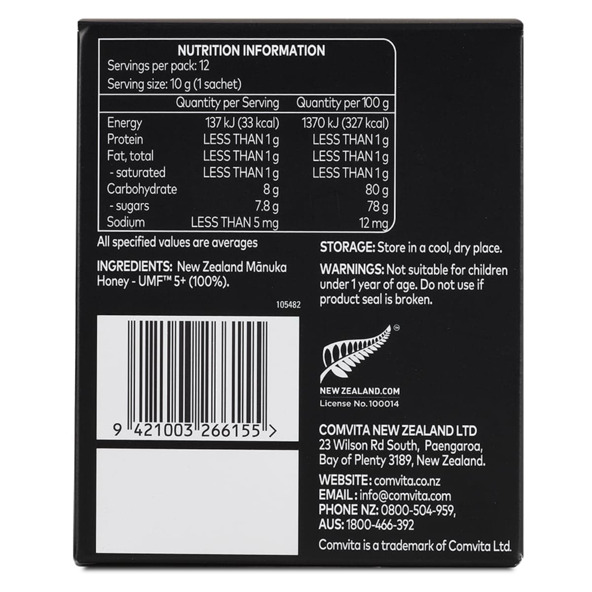 Thumbnail Comvita UMF 5+ Manuka Honey 12 x 10g Sachets