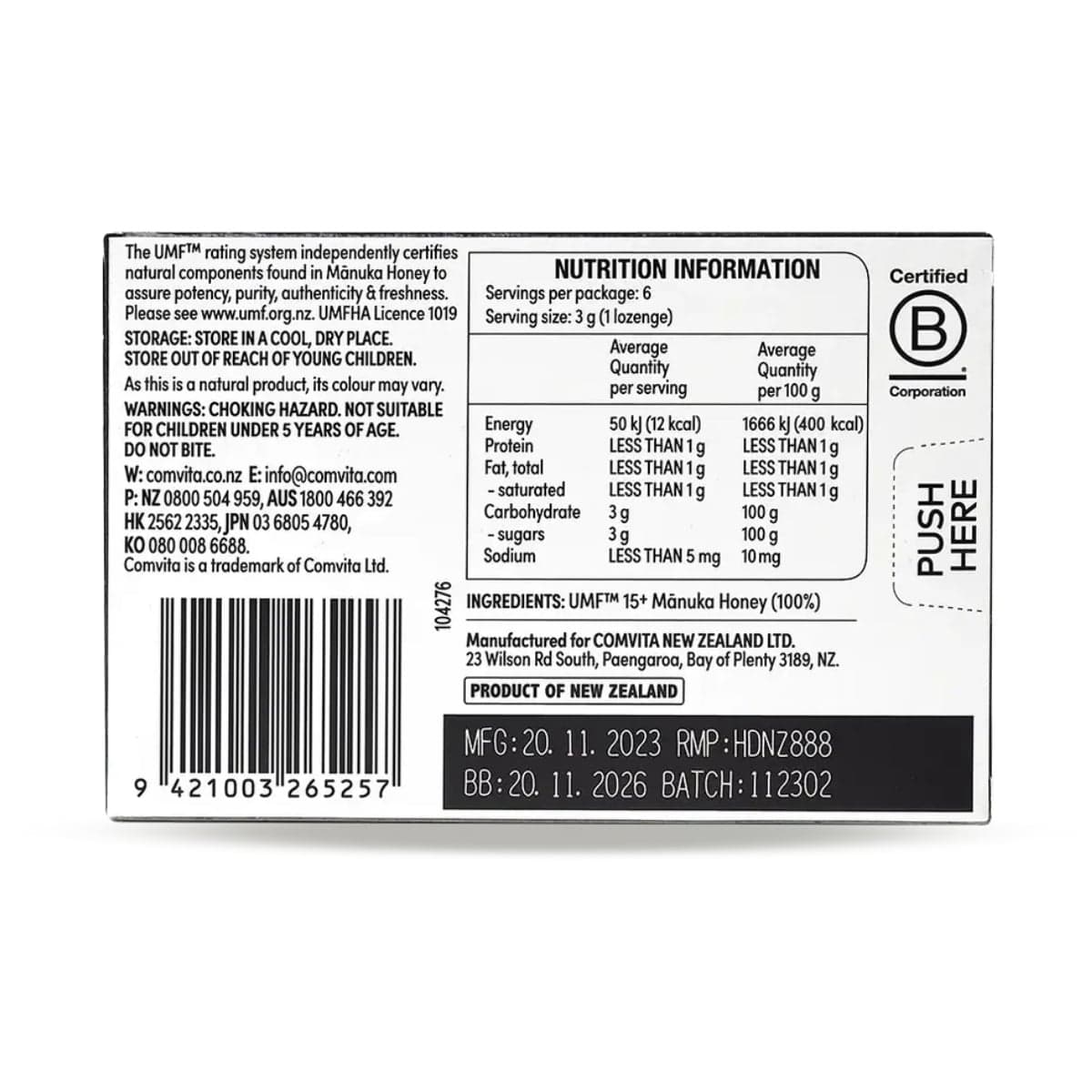 Thumbnail Comvita UMF 15+ Manuka Honey Lozenges 6 Pack
