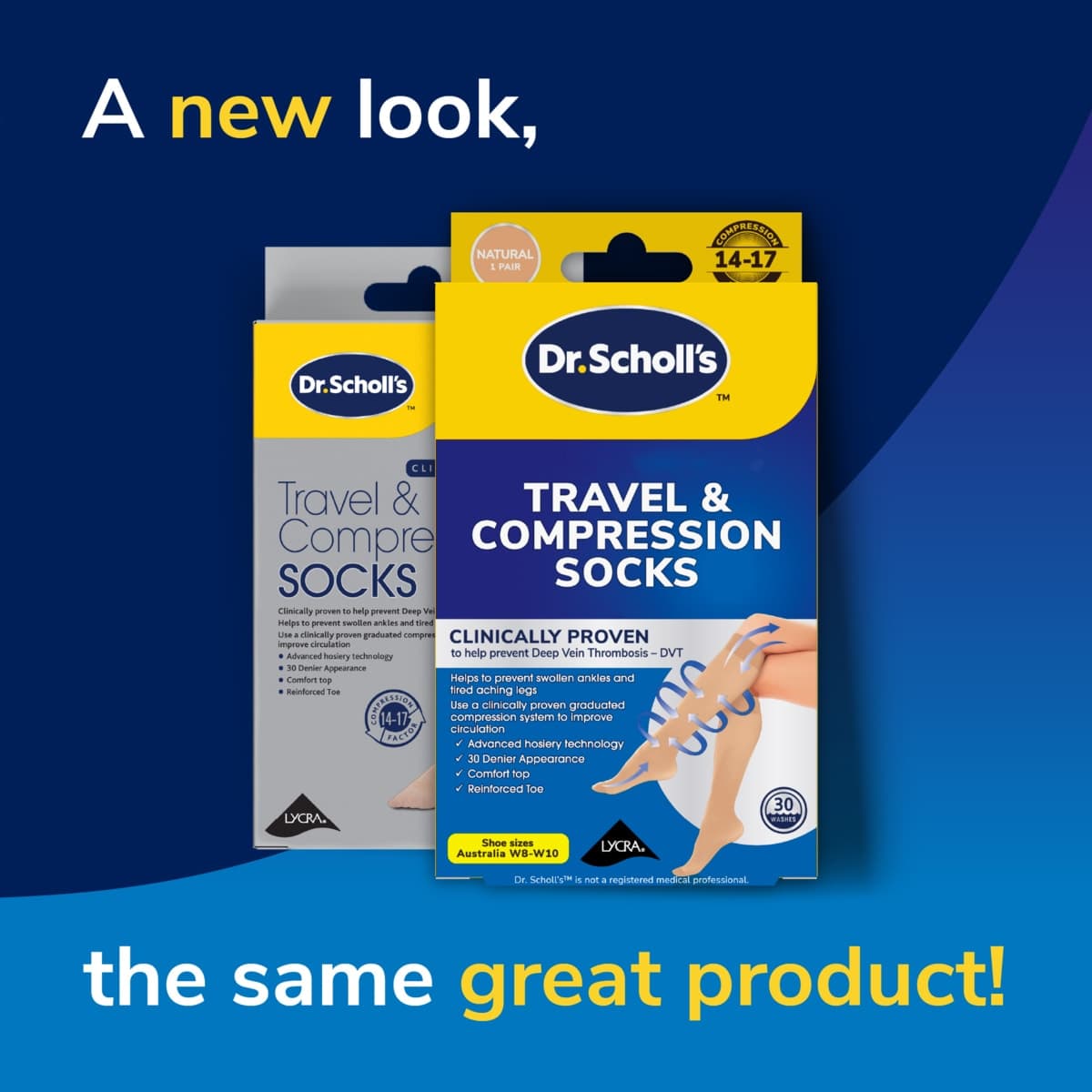Thumbnail Scholl Travel & Compression Socks Natural Size AU W8-W10 -1 Pair