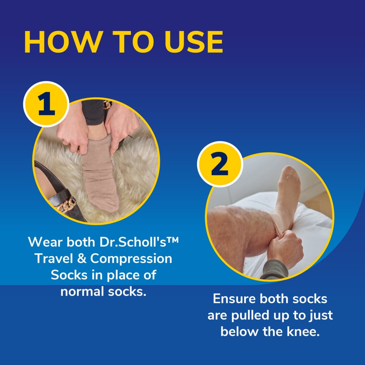 Thumbnail Scholl Travel & Compression Socks Natural Size AU W8-W10 -1 Pair