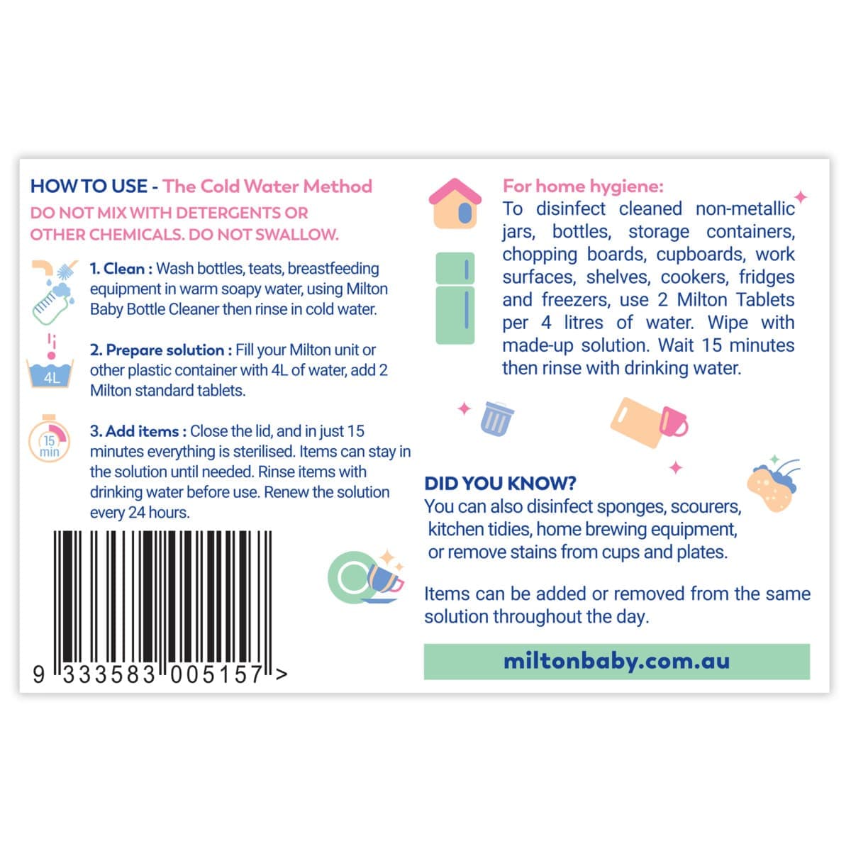 Thumbnail Milton Antibacterial Sterilising Tablets 30 Pack
