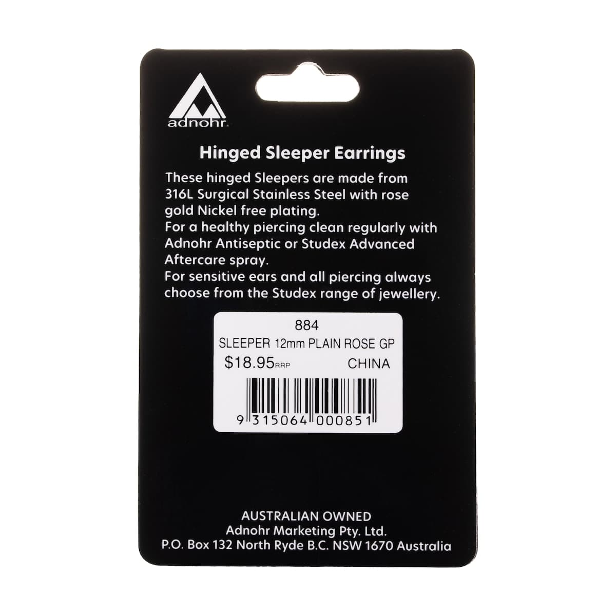 Thumbnail Studex Plain Sleeper Earrings Small 12mm Rose Gold 1 Pair
