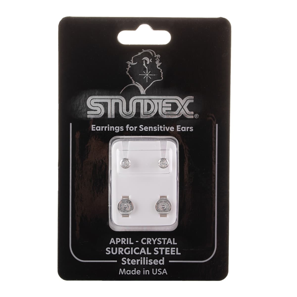 Thumbnail Studex Surgical Steel Birthstone Stud Earrings April 1 Pair