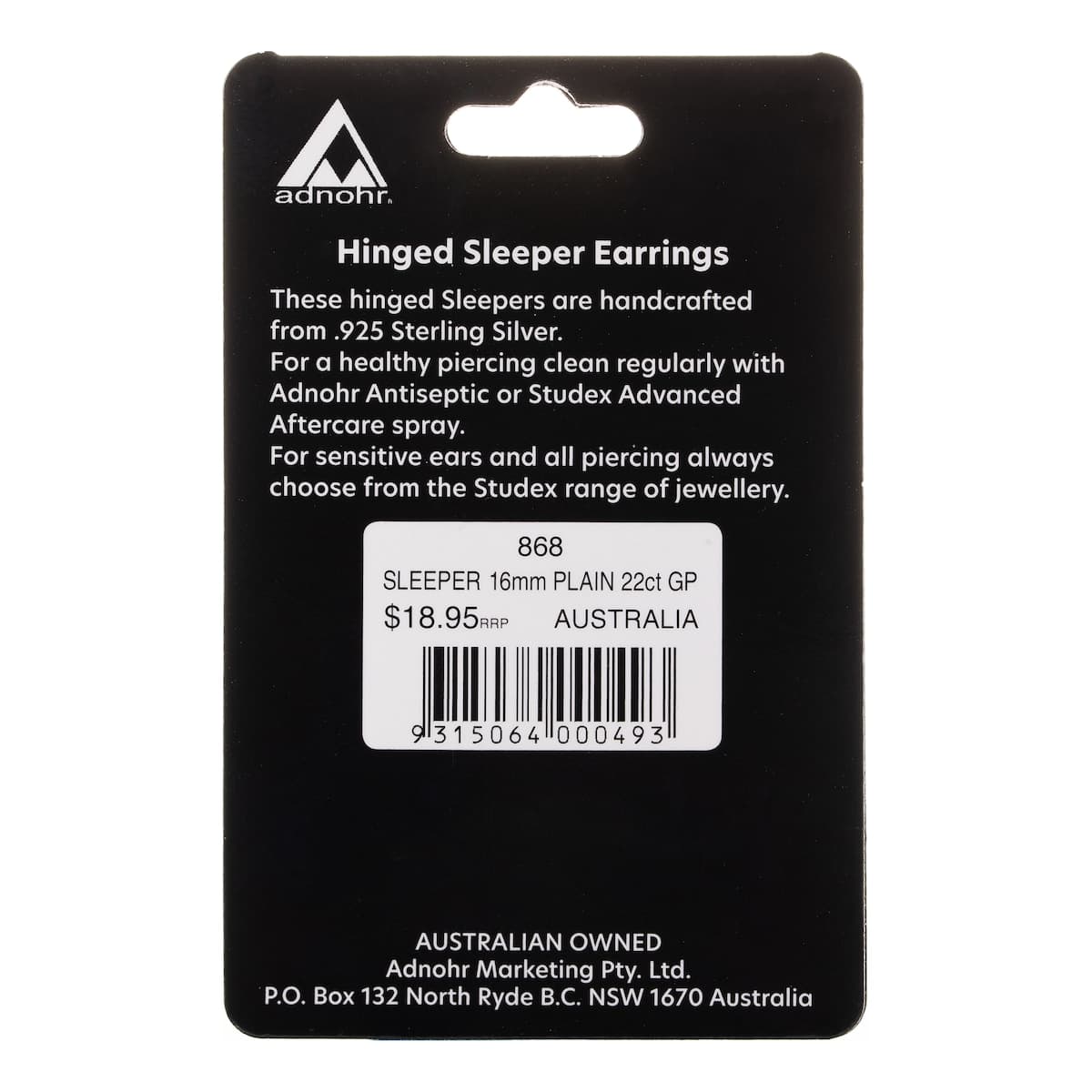 Thumbnail Studex Plain Sleeper Earrings Gold Plated Large 16mm - 1 Pair
