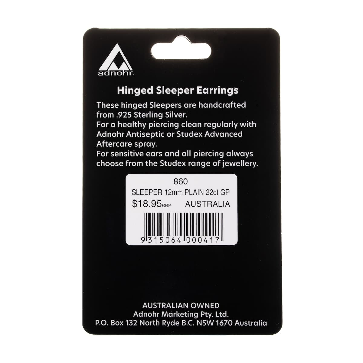 Thumbnail Studex Plain Small 12mm Sleeper Earring Gold 1 Pair