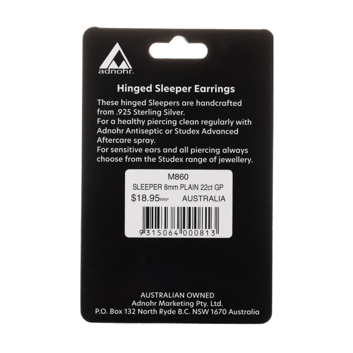 Thumbnail Studex Mini Plain Sleeper Earring Gold Plated 8mm - 1 Pair