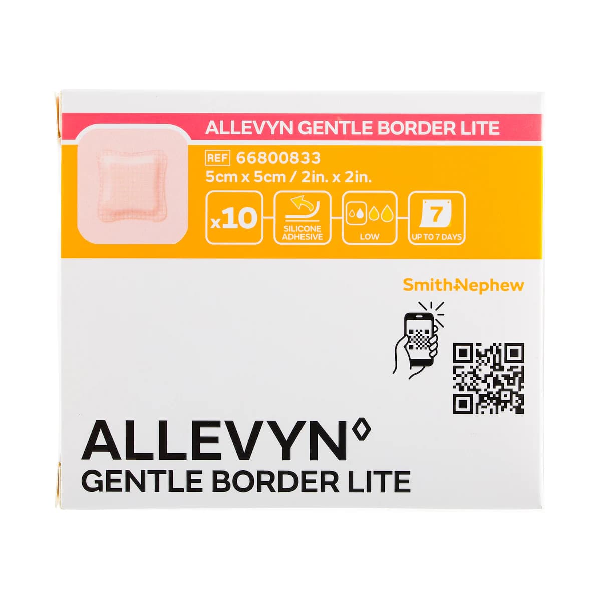 Thumbnail Allevyn Gentle Border Lite 5cm x 5cm Foam Dressing 10 Pack