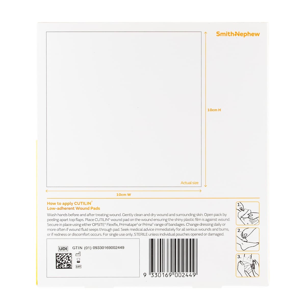 Thumbnail Cutilin Low Adherent Sterile Absorbent Dressing 10cm x 10cm 5 Pack