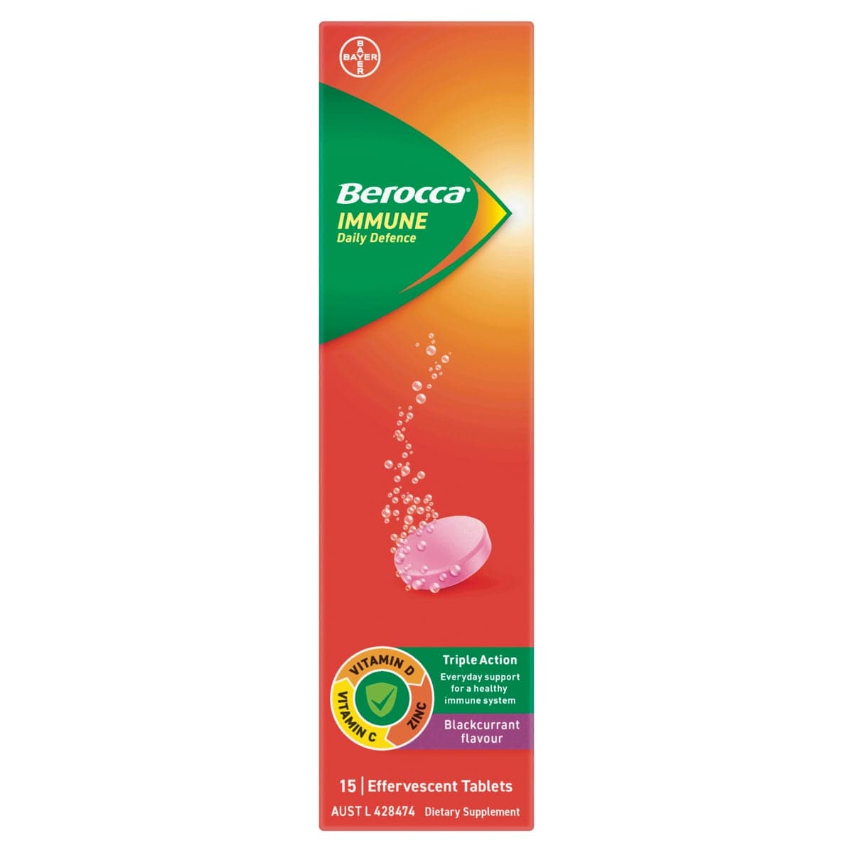 Thumbnail Berocca Immune Effervescent Tablets Blackcurrant 15 Pack