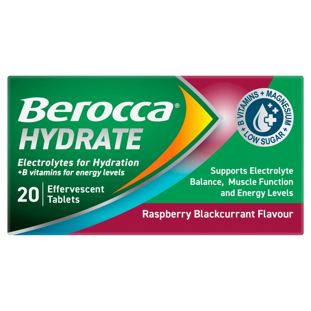 Thumbnail Berocca Hydrate Electrolyte Effervescent Tablets Raspberry Blackcurrant 20 Pack
