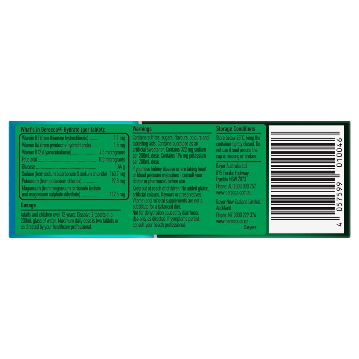 Thumbnail Berocca Hydrate Electrolyte Effervescent Tablets Raspberry Blackcurrant 20 Pack