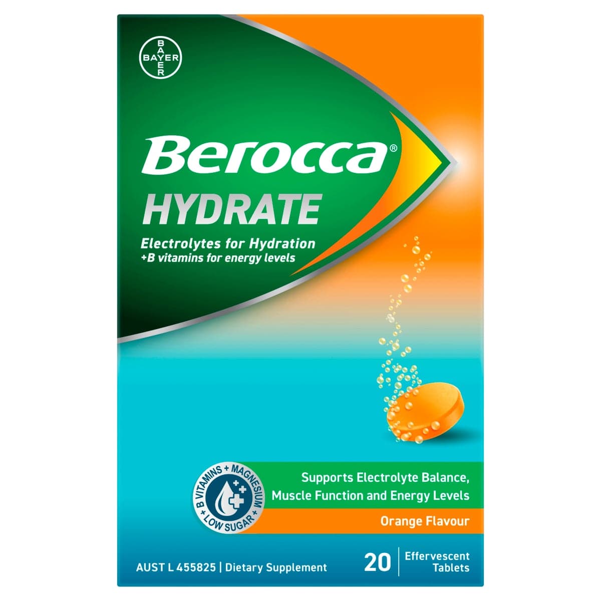 Thumbnail Berocca Hydrate Electrolyte Effervescent Tablets Orange 20 Pack