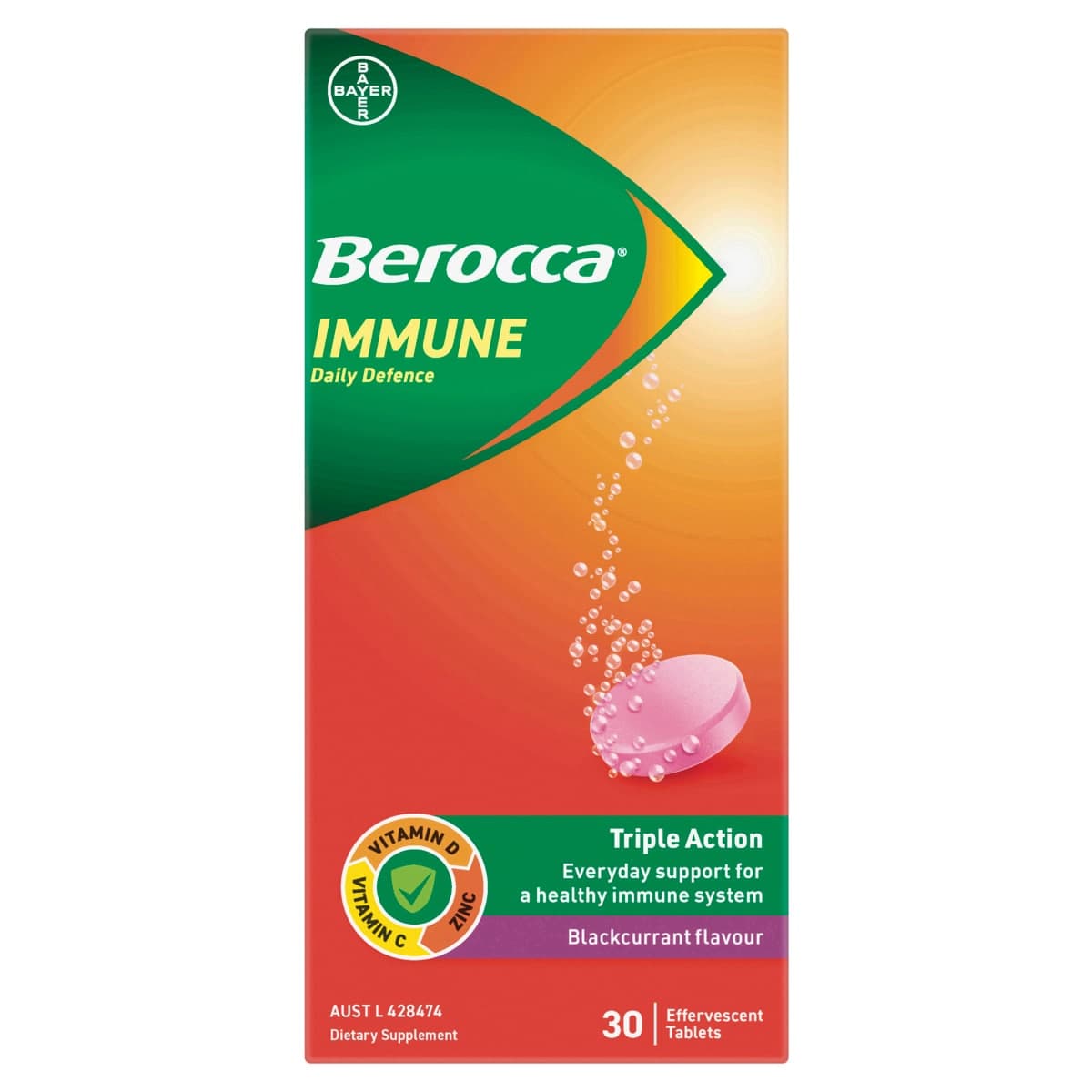 Thumbnail Berocca Immune Effervescent Tablets Blackcurrant 30 Pack